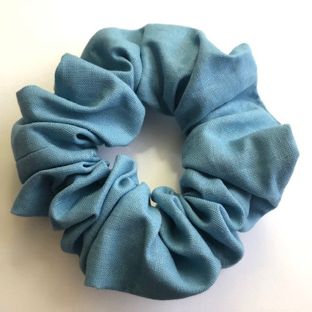 large linen scrunchie that is blue
